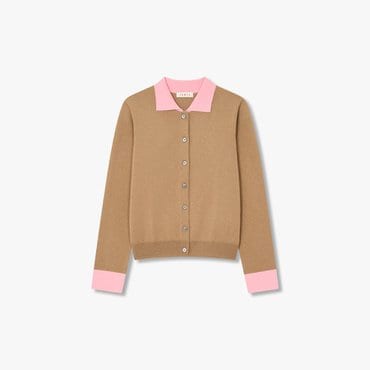 일라일 컬러 블록 카라 버튼업 가디건-라이트브라운(IA15151130)
