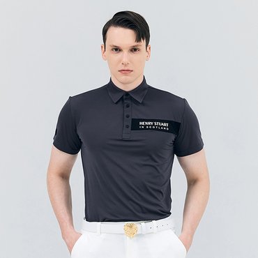 헨리스튜어트 골프 남성용 가슴배색 반팔티셔츠 그레이 HSBBSTSM04GR