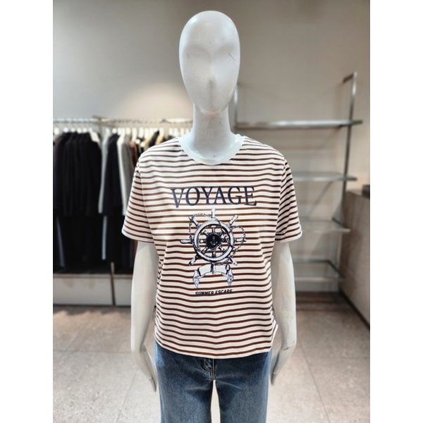 [여주점] [나이스클랍] 스트라이프 프린트 티셔츠 A262PWT303