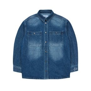 ADLV LOGO RECYCLE COTTON DENIM SHIRT JACKET BLUE-리사이클데님