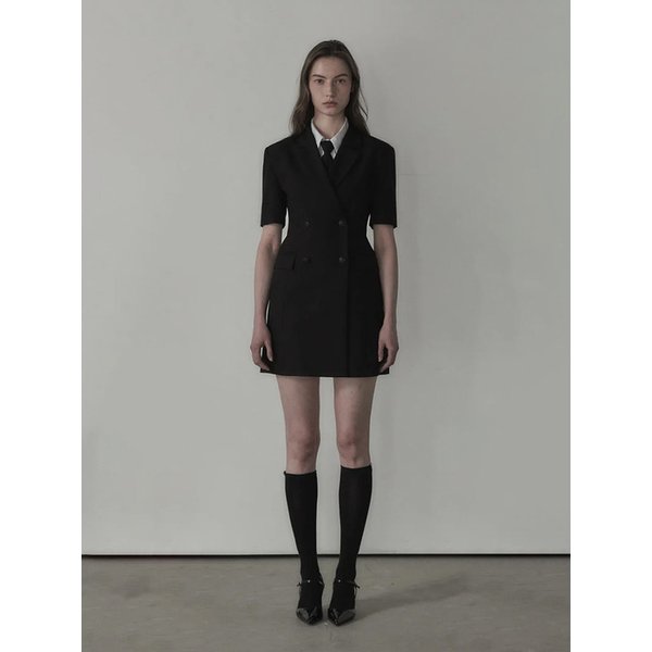 [Standard Fit] Jenn half-sleeve suit jacket dress - Black