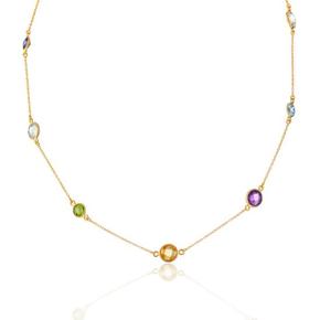아우리 주얼리 목걸이/팬던트 N3046 Chennai 18ct Gold Vermeil & Multi Gemstone Long Necklace