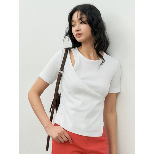 WRAP CUT-OUT T-SHIRT IVORY MBESTO003IV