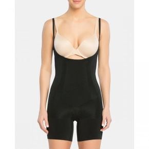 4165058 Spanx Oncore Open-Bust Mid-Thigh Bodysuit - Very Black