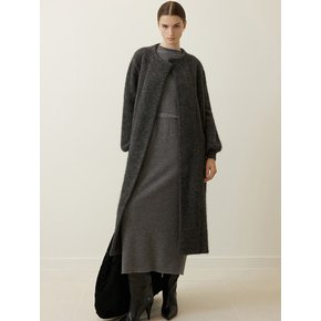 Mohair Oversized Long Cardigan Dark Grey