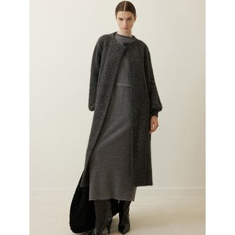 마레디마리 Mohair Oversized Long Cardigan Dark Grey