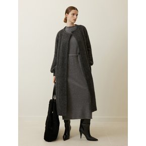 Mohair Oversized Long Cardigan Dark Grey