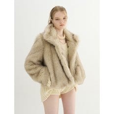 SOFT FAUX FUR CROP JACKET_OMBRE BEIGE