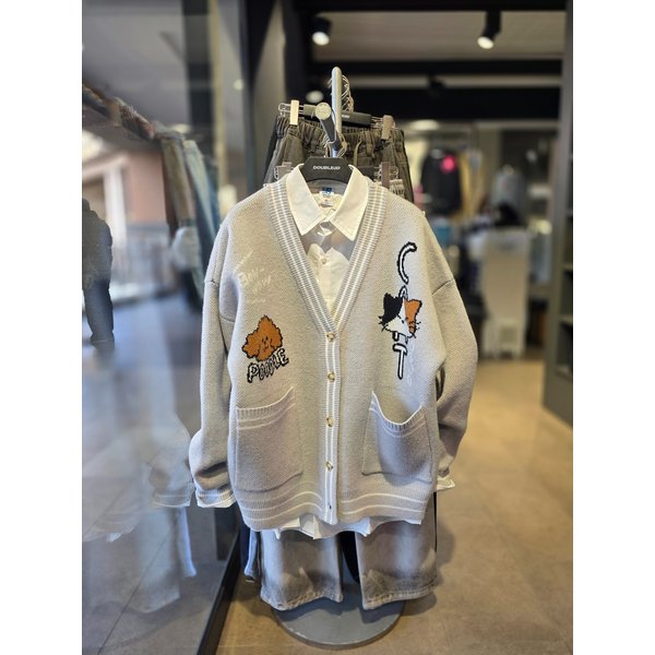 [시흥점] 푸들 캣 오버핏 헤비니트가디건(남여공용)/JGZZ52B02GY