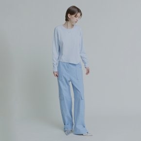 ODEON Wide-Leg Denim Cargo Pants_Blue Denim