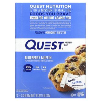  Quest Nutrition 프로틴바 블루베리 머핀 바 12개 각 60g(2.12oz)