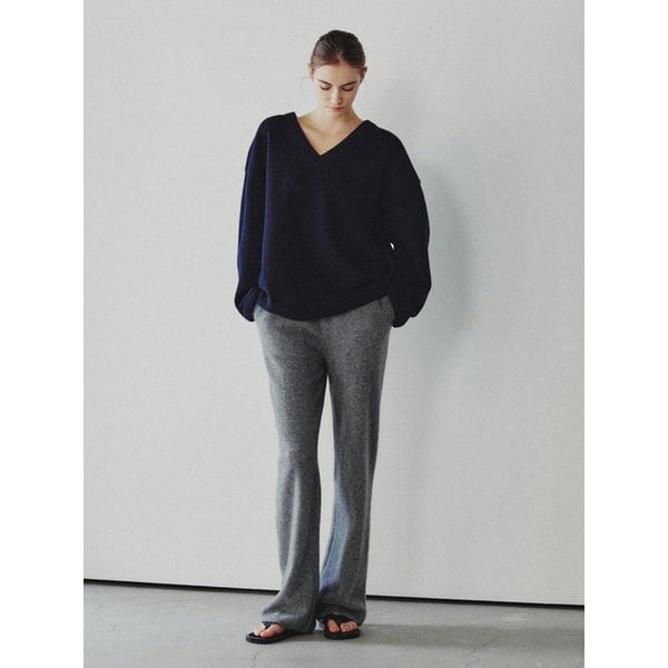 카렌 메리노울 브이넥 오버사이즈 스웨터 네이비