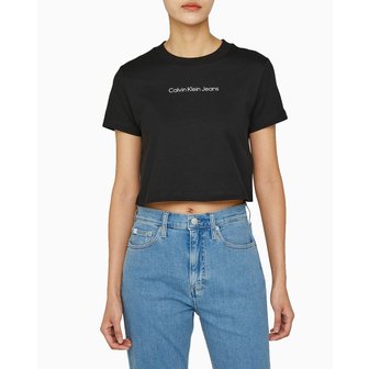 Calvin Klein Jeans 여성 레귤러핏 크롭 로고 반팔 티셔츠(J224288)