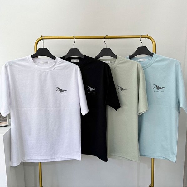 남자 데일리 베이직 박시 고래 반팔 티셔츠 RB4-TSH-Q040