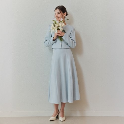 제로스트릿 (SET) 소프트 트위드 자켓+스커트 / 라이트 블루
