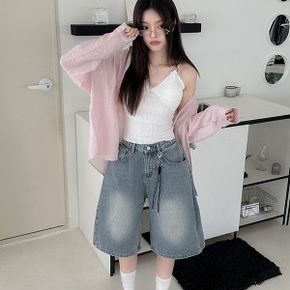 자체제작 사이드 핀턱 데님 버뮤다 팬츠 mb 8076c_P422631213
