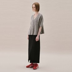 MOHAIR BLEND FLARED CARDIGAN_MISTY GREY