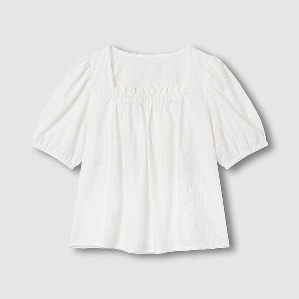 여 아일렛 시어 반팔 파자마 셔츠 J206201065001