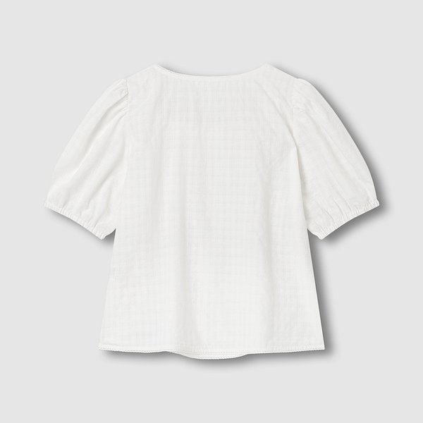 여 아일렛 시어 반팔 파자마 셔츠 J206201065001