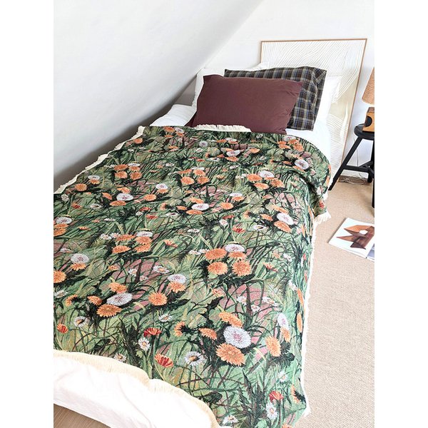 플로럴 포레스트 자가드 아트 블랭킷 소파커버