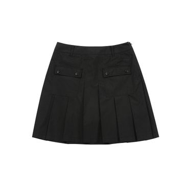 MARTINE GOLF [정상가 338000원]여성 밴딩 립조직 플리츠 스커트 블랙 (Q0CQ20339)