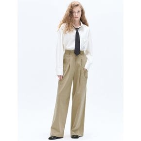 COTTON POCKET PINTUCK WIDE PANTS_BEIGE