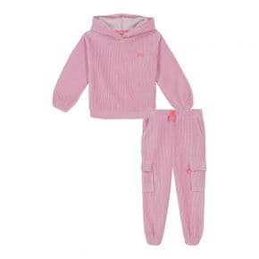 키즈 Juicy Couture 키즈 벨루어 집업 후디 후드티  팬츠 바지 세트 (Little Kid) - 핑크 957916