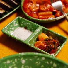 레트로 캠핑 접시 떡볶이 그릇 사각2칸종지 1P