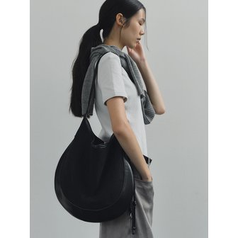 KWANI Curvee Hobo Suede Bag Black