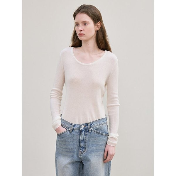 merino wool scoop-neck knit (ivory)