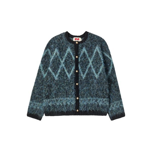 [COLLECTION LINE] 럭스 버튼 헤어리 라운드 가디건 블랙