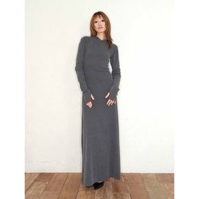 20s Maxi Hoodie Dress Charcoal