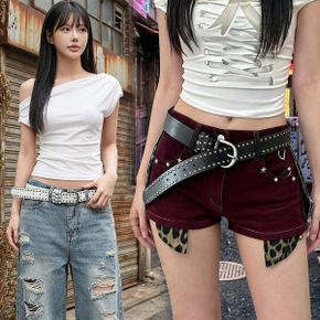 웨스턴스터드벨트 포인트 가죽 찡 바지코디 액세서리_P427118192