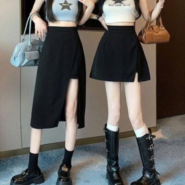 확대된 대표 [홍은]LND 언밸런스 슬림핏 치마 바지 미니 롱 반바지 팬츠