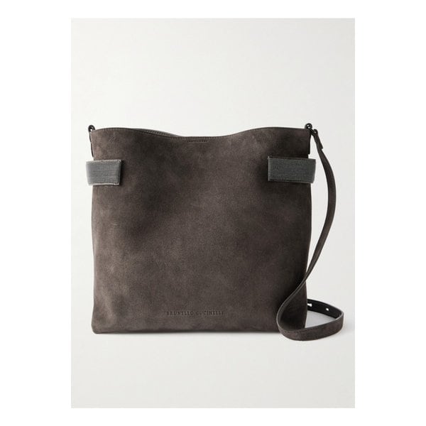 브루넬로쿠치넬리 비즈 장식 스웨이드 숄더 백 다크 브라운 46376663162935694