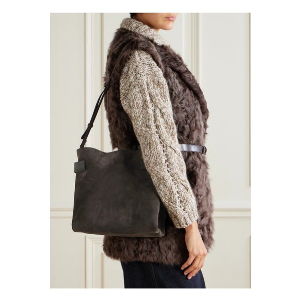 브루넬로쿠치넬리 비즈 장식 스웨이드 숄더 백 다크 브라운 46376663162935694