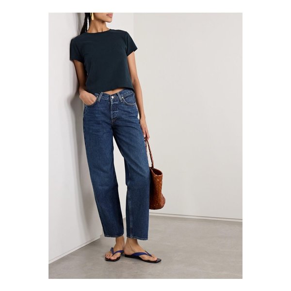 아딘 크롭  코튼 저지 티셔츠 네이비 46376663162844472