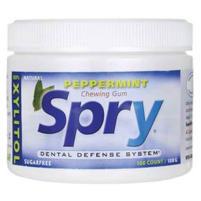 Spry  Spry  Dental  디펜스  자일리톨  페퍼민트  츄잉껌  100개입