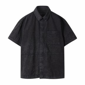 Black Denim Half Shirt_CWSAM25307BKX