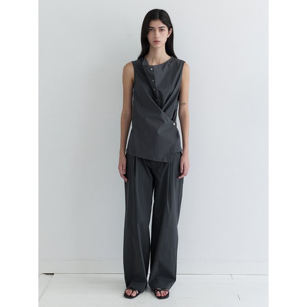 Crisp pintuck trousers _ charcoal