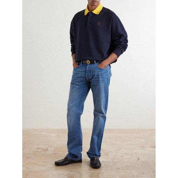 로고 자수 코튼 저지 폴로 스웨트셔츠 46376663163057565