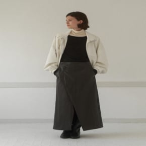 나인 UNBALANCED LEATHER MAXI SKIRT_S SK4965