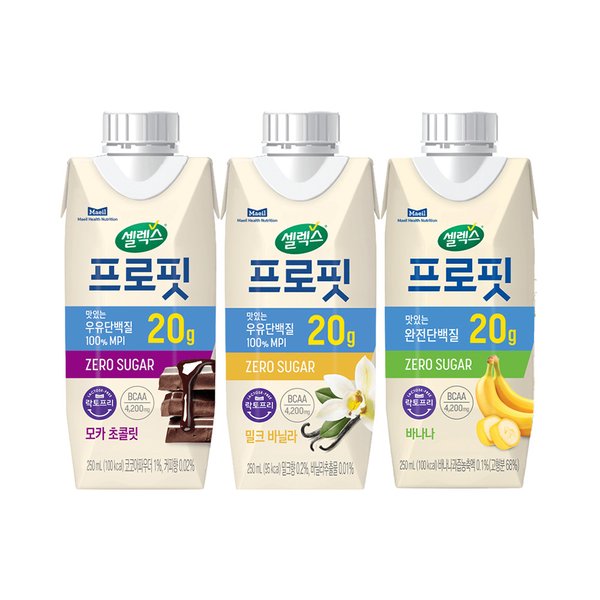 프로핏 드링크 MPI 3종 모카초콜릿/밀크바닐라/바나나 250ml 36개입 (한정수량)