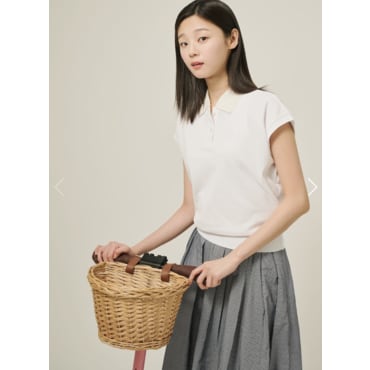 빈폴레이디스 피케 캡 슬리브 반소매 T칼라 티셔츠 - 화이트 BF5342C731