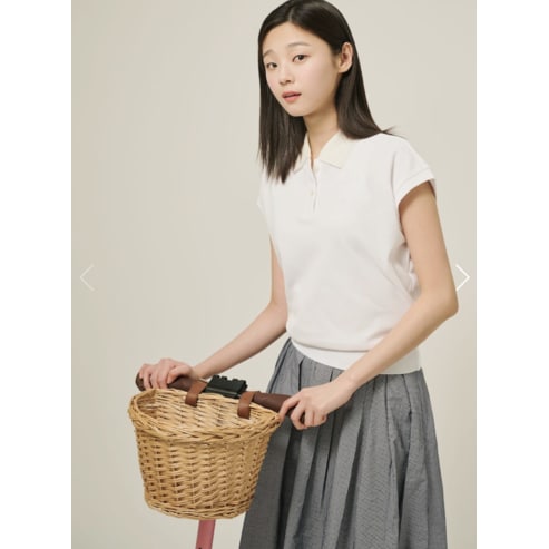 빈폴레이디스 피케 캡 슬리브 반소매 T칼라 티셔츠 - 화이트 BF5342C731