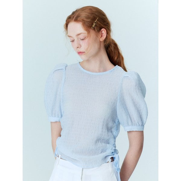 Crinkle string blouse_Sky