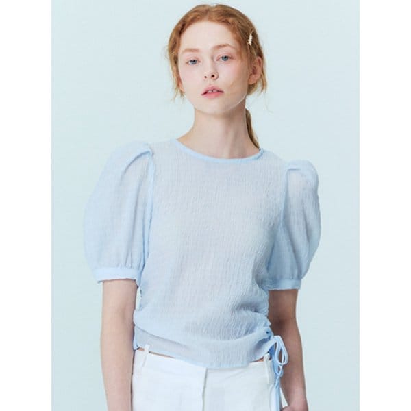 Crinkle string blouse_Sky