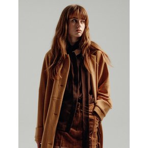 OVERFIT SUEDE COAT - TOFFEE