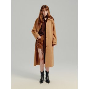 OVERFIT SUEDE COAT - TOFFEE