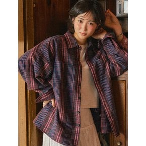 Lava Flow Fluff Cotton Check Shirt S162 Opera Pink